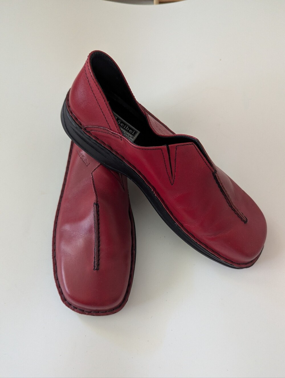 Josef Seibel Women’s red Ox-Blood Colour Leather Slip-On Loafers - EU43